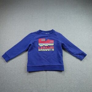 Lacoste Sweatshirt Kids 5 Blue Graphic Pullover Logo Crew Neck Cotton